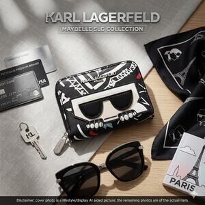 Karl Lagerfeld Paris Maybelle "Peeking Karl" Small Zip-Around Wallet